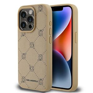 Husa pentru  iPhone 15 Pro Max Karl Lagerfeld - Leather MagSafe - bej