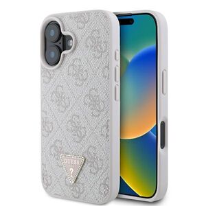 Husa pentru  iPhone 16 Guess - Leather 4G Triangle Strass - roz