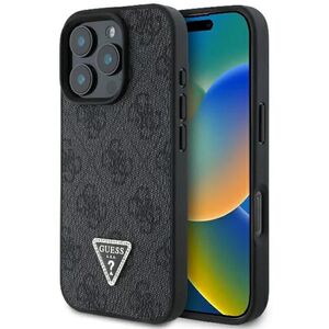 Husa pentru  iPhone 16 Pro Max Guess - Leather 4G Triangle Strass - negru