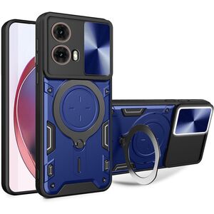 Husa pentru  Motorola Moto G35 cu protecție pentru cameră și suport magnetic integrat Ring Shockproof, albastru