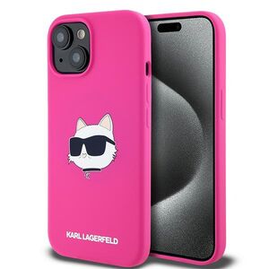 Husa pentru  iPhone 15 Karl Lagerfeld - Silicone MagSafe - fucsia