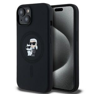 Husa pentru  iPhone 15 Karl Lagerfeld - Silicone MagSafe - negru denim