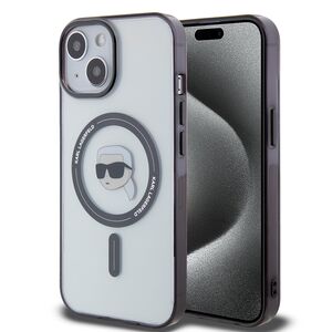 Husa pentru  iPhone 15 Plus Karl Lagerfeld - IML MagSafe - negru transparent