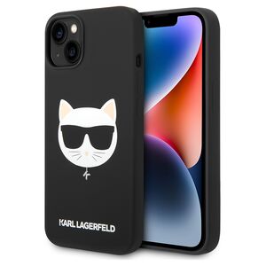 Husa pentru  iPhone 15 Plus Karl Lagerfeld - Silicone MagSafe - negru print