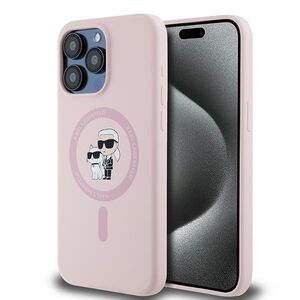 Husa pentru  iPhone 15 Pro Karl Lagerfeld - Silicone MagSafe - roz neon