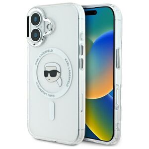 Husa pentru  iPhone 16 Karl Lagerfeld - IML MagSafe - alb