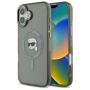 Husa pentru  iPhone 16 Karl Lagerfeld - IML MagSafe - gri deschis