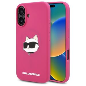 Husa pentru  iPhone 16 Karl Lagerfeld - Silicone MagSafe - fucsia
