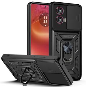 Husa pentru  Motorola Moto G35 Ring Armor Kickstand Tough Rugged Cover cu protectie camera, negru