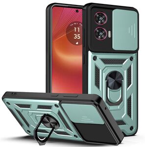 Husa pentru  Motorola Moto G35 Ring Armor Kickstand Tough Rugged Cover cu protectie camera, verde