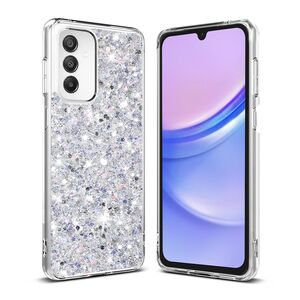 Husa pentru  Samsung Galaxy A16 cu sclipici Liquid Crystal Glitter, argintiu