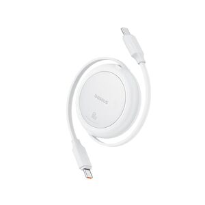 Cablu de date si incarcare Baseus - Data Cable Free2Pull Mini USB Type-C la USB Type-C, Fast Charging 60W, retractabil, 1m - alb