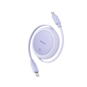 Cablu de date si incarcare Baseus - Data Cable Free2Pull Mini USB Type-C la USB Type-C, Fast Charging 60W, retractabil, 1m - mov