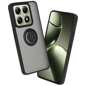 Husa de protectie pentru  Xiaomi 14T premium cu inel stand rotativ, suport magnetic si bumper anti-alunecare - negru