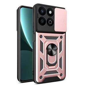 Husa pentru  Honor 200 Smart Ring Armor Kickstand Tough Rugged Cover cu protectie camera, roz