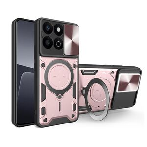 Husa pentru  Honor 200 Smart cu protecție pentru cameră și suport magnetic integrat Ring Shockproof, roz