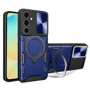 Husa pentru  Samsung Galaxy S24 FE cu protecție pentru cameră și suport magnetic integrat Ring Shockproof, albastru