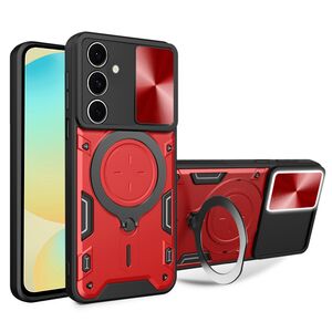 Husa pentru  Samsung Galaxy S24 FE cu protecție pentru cameră și suport magnetic integrat Ring Shockproof, rosu