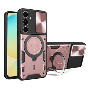 Husa pentru  Samsung Galaxy S24 FE cu protecție pentru cameră și suport magnetic integrat Ring Shockproof, roz