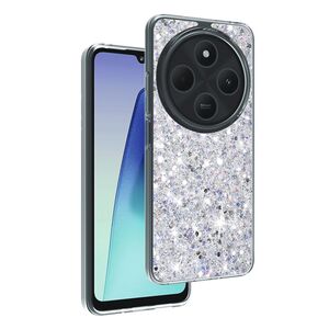 Husa pentru  Xiaomi Redmi 14C cu sclipici Liquid Crystal Glitter, argintiu