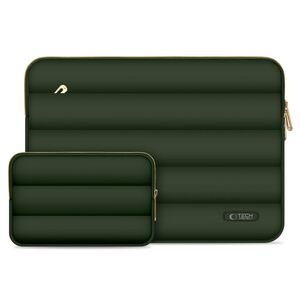 Set Elegant Tech-Protect Puffy: Husa Premium pentru Laptop 13-14 și Husa Accesorii, Protecție Deosebită, Design Rafinats, compatibila Macbook, Lenovo, Microsoft, Acer, HP, Asus, army green