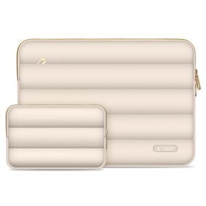 Set Elegant Tech-Protect Puffy: Husa Premium pentru Laptop 13-14 și Husa Accesorii, Protecție Deosebită, Design Rafinats, compatibila Macbook, Lenovo, Microsoft, Acer, HP, Asus, bej