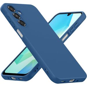 Husa pentru  Samsung Galaxy A16 Liquid Silicone, subțire, captusita cu microfibra, anti amprentă, protectie cameră foto, albastru