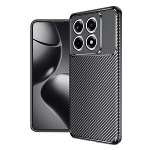Husa de protectie pentru  Xiaomi 14T Pro Auto Focus Slim, Anti-Scratch, cu fibra de carbon si protectie lentile - negru