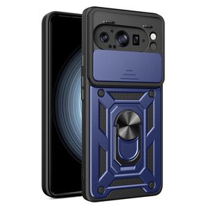 Husa pentru  Google Pixel 9 Pro XL Ring Armor Kickstand Tough Rugged Cover cu protectie camera, albastru