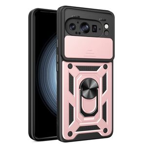 Husa pentru  Google Pixel 9 Pro XL Ring Armor Kickstand Tough Rugged Cover cu protectie camera, roz