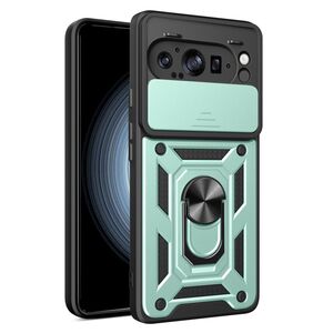 Husa pentru  Google Pixel 9 Pro XL Ring Armor Kickstand Tough Rugged Cover cu protectie camera, verde