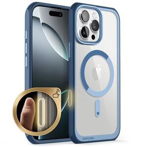 Husa iPhone 16 Pro Max Supcase Unicorn Beetle Slim Clear MagSafe, bleu