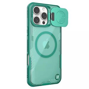 Husa iPhone 16 Pro Max Nillkin Iceblade Prop Magnetic, fara decupaj camera, verde