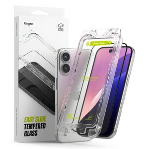 [Pachet 2x] Folie sticla iPhone 16 Plus Ringke Easy Slide Tempered Glass, transparenta