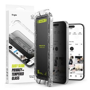 [Pachet 2x] Folie sticla iPhone 16 Pro Max Ringke Easy Slide Tempered Glass, privacy