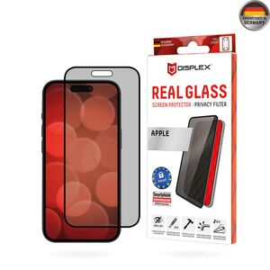 Folie sticla premium iPhone 16 Plus Displex Real Glass Privacy Full Cover, negru