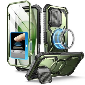 [Pachet 360°] Husa + folie iPhone 16 Plus I-Blason Armorbox, verde