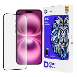 Folie sticla iPhone 16 Plus Lito D+ Pro Clear, negru
