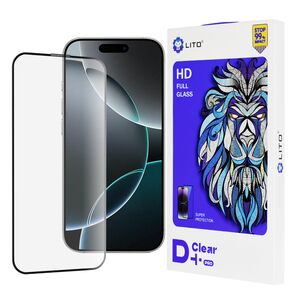Folie sticla iPhone 16 Pro Lito D+ Pro Clear, negru