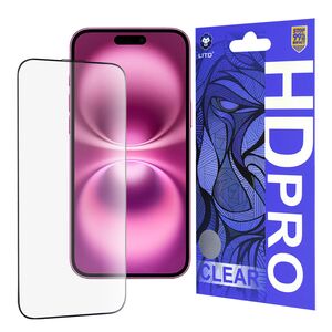 Folie sticla iPhone 16 Plus Lito HD Pro Clear, negru