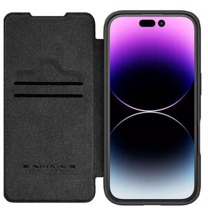 Husa iPhone 16 Nillkin Qin Prop Leather, negru