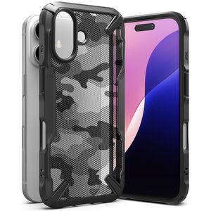 Husa iPhone 16 Ringke Fusion X Design, camo black