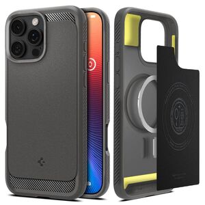 Husa premium pentru  iPhone 16 Pro Spigen - Rugged Armor MagSafe - Gri