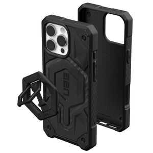 Husa iPhone 16 Pro Max UAG Monarch Pro MagSafe Bundle, Carbon Fiber / Black Stand