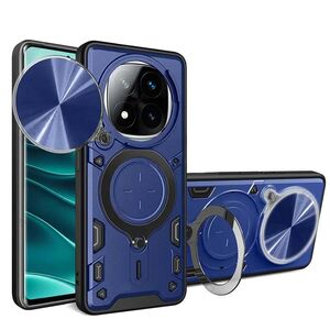 Husa pentru Xiaomi Redmi Note 14 Pro 5G cu protecție pentru cameră și suport magnetic integrat Ring Shockproof, albastru