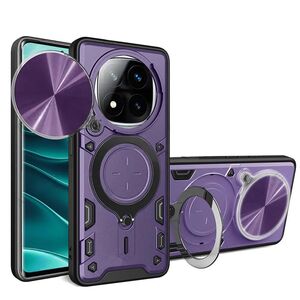 Husa pentru Xiaomi Redmi Note 14 Pro 5G cu protecție pentru cameră și suport magnetic integrat Ring Shockproof, mov