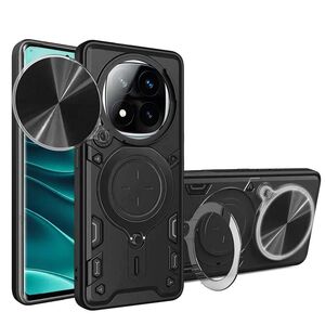 Husa pentru Xiaomi Redmi Note 14 Pro 5G cu protecție pentru cameră și suport magnetic integrat Ring Shockproof, negru