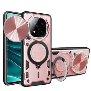 Husa pentru Xiaomi Redmi Note 14 Pro 5G cu protecție pentru cameră și suport magnetic integrat Ring Shockproof, roz