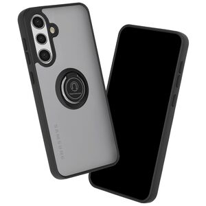 Husa de protectie pentru  Samsung Galaxy A36 premium cu inel stand rotativ, suport magnetic si bumper anti-alunecare - negru