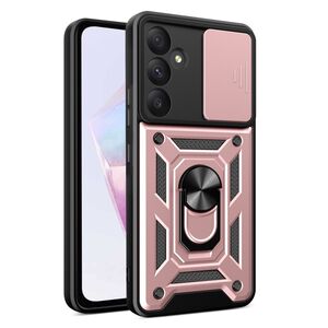 Husa pentru  Samsung Galaxy A36 Ring Armor Kickstand Tough Rugged Cover cu protectie camera, roz